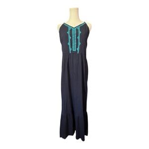 🆕 NWOT Gap navy blue embroidered halter maxi dress | size medium